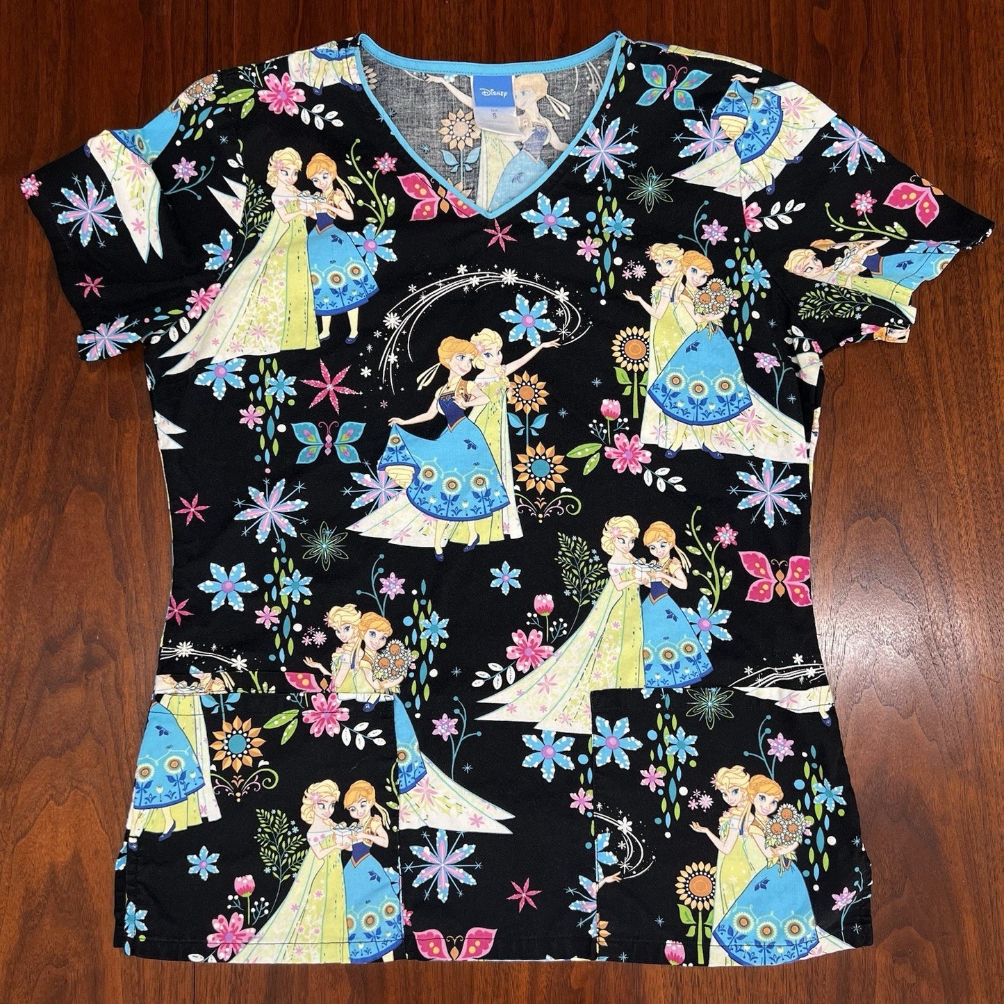 Frozen Elsa (S) Women Scrub Top Disney Tooniforms 6802C AOP V-Neck