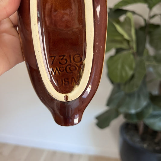 McCoy Pottery Corn Dish Holder Set 7316 Brown Drip Ceramic Vintage 4 Piece Serve