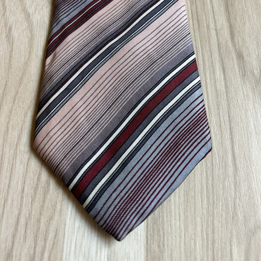 Vintage 70's Style Johnny Carson Short Striped Necktie Retro 56 x 3.25 Pink Grey