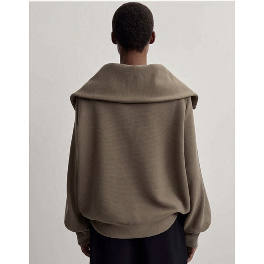 Varley Vine Half Zip Pullover Ottoman Ribbed Oversized Scuba Funnel Neck Lounge