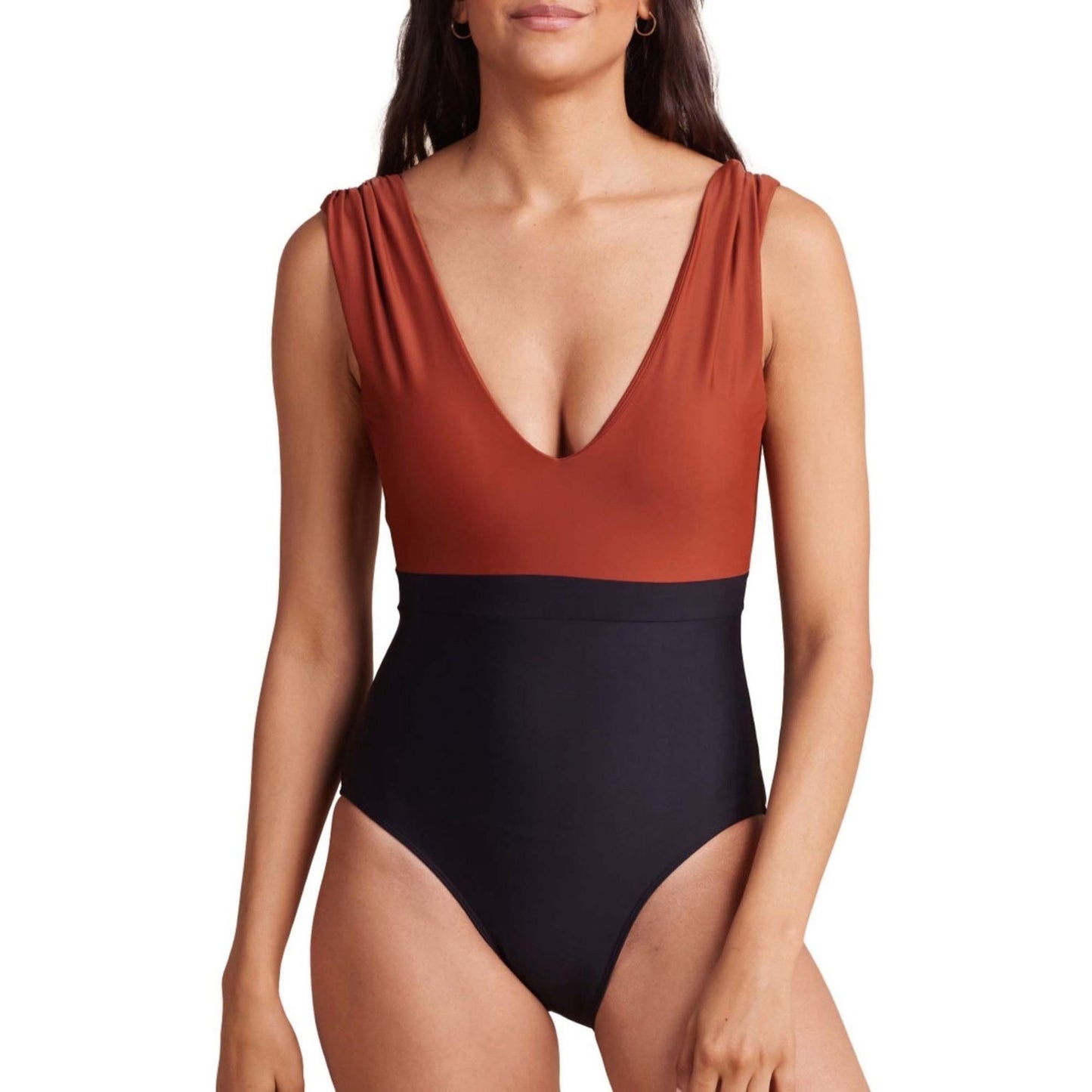 NWT Summersalt (8) Ruched Backflip One Piece Swimsuit Compression Cheeky V Neck