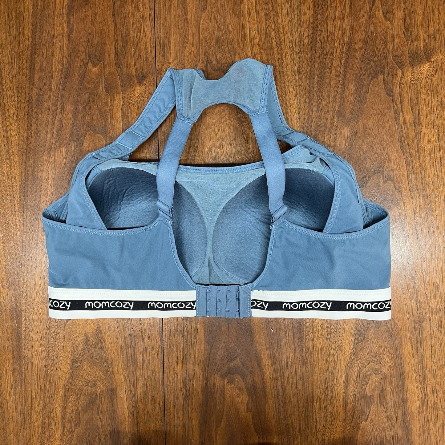momcozy Nursing Sports Bra 2XL Plus Size 42DD/E Blue Wireless Padded Low Impact