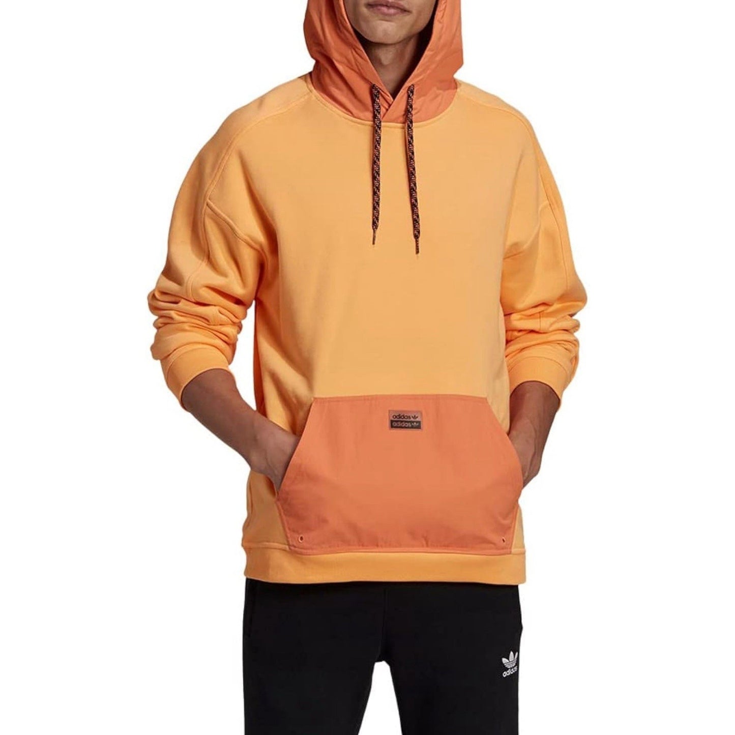 adidas Originals Men's R.Y.V. Utility Hoodie Orange Colorblock Retro Streetwear