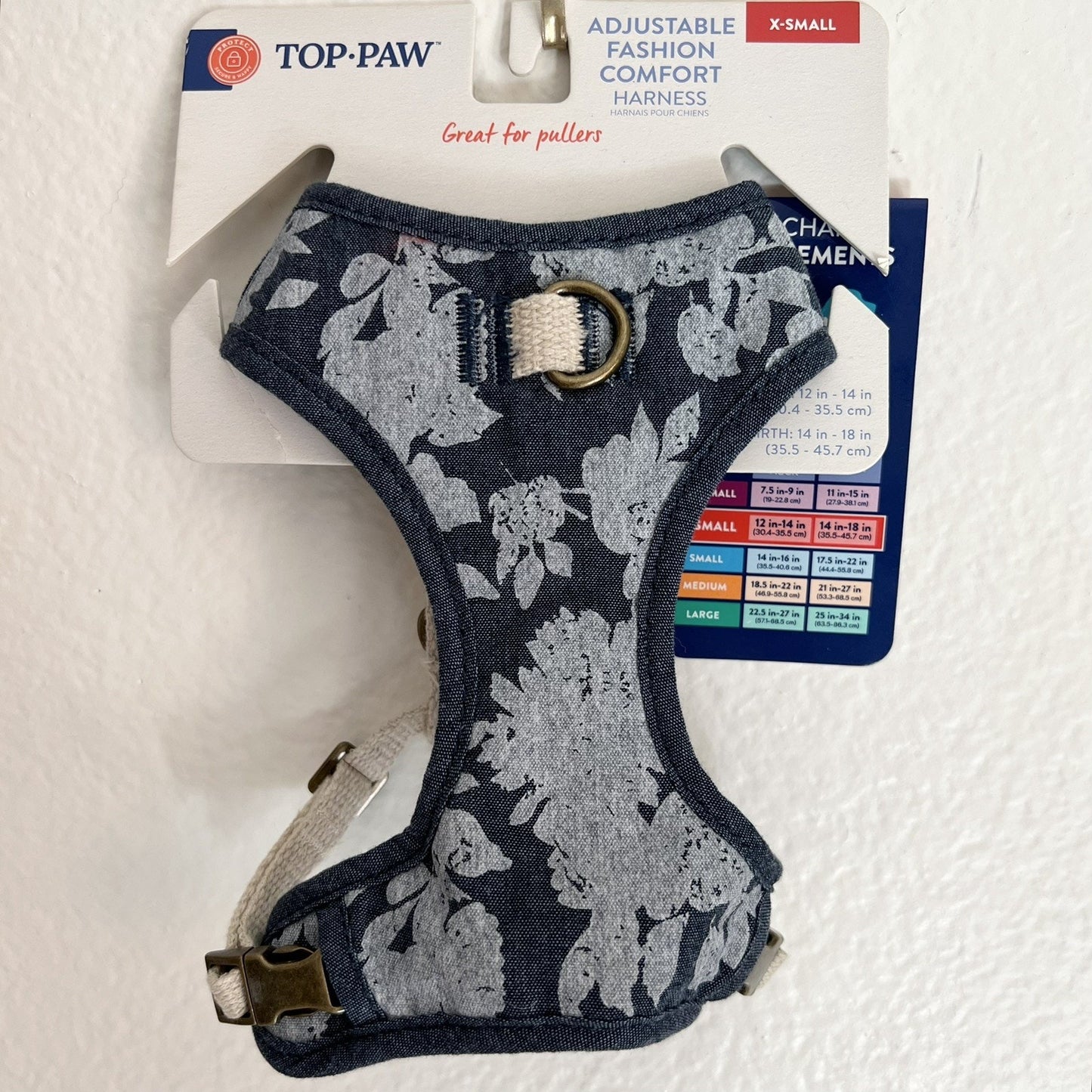 NWT Top Paw (XS) Unisex Chest Vest Dog Puppy Pullers Harness Blue Denim Floral