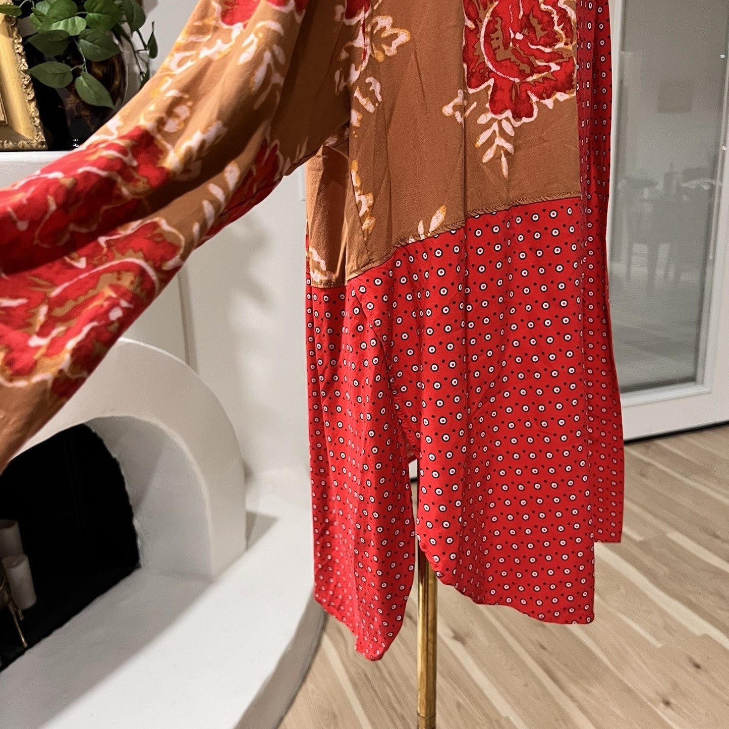 Free People (M) Forget Me Knot Kimono Cover Up Boho Hippie Robe Floral