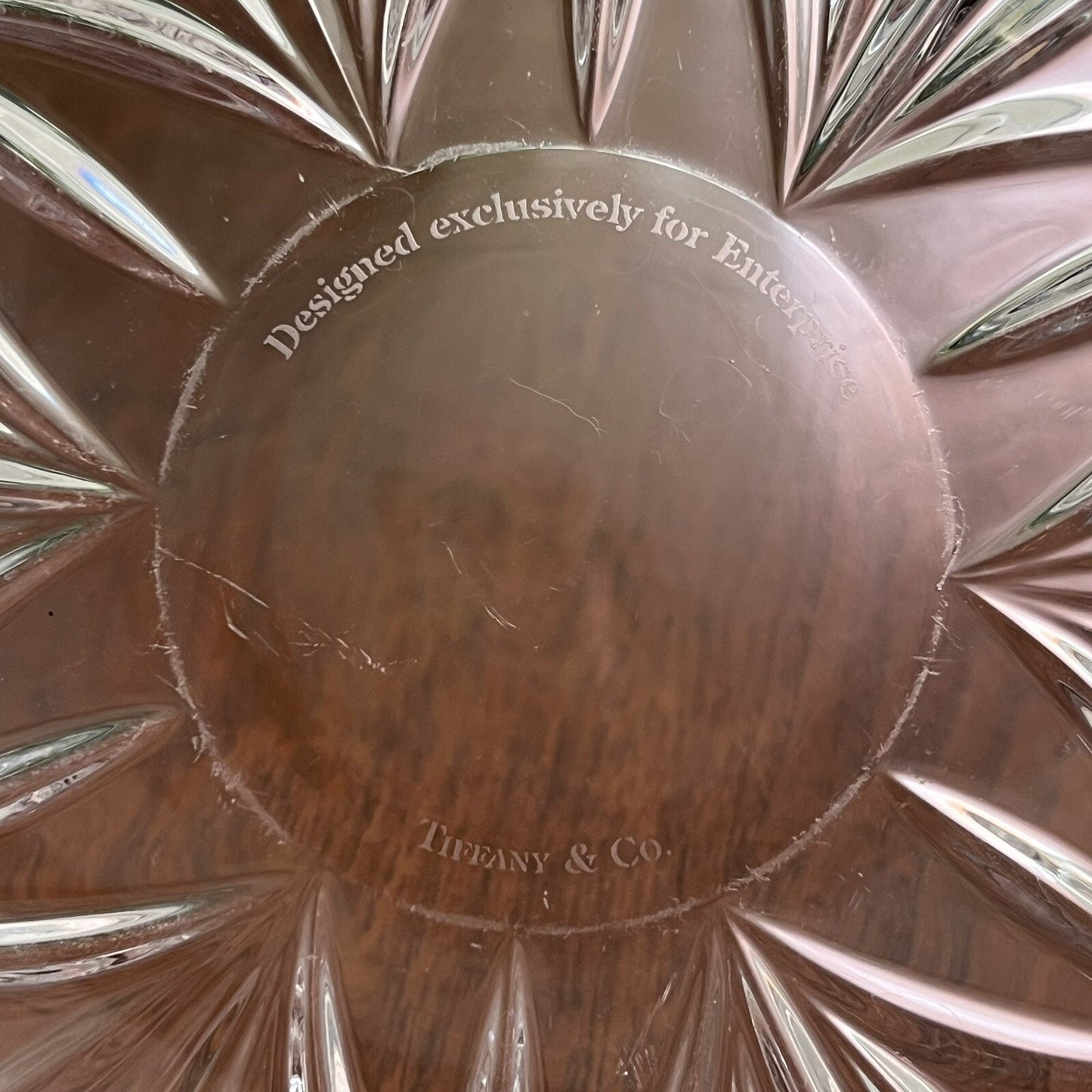 Tiffany & Co. Crystal Glass Serving Bowl Designed Exclusively for Enterprise 8”
