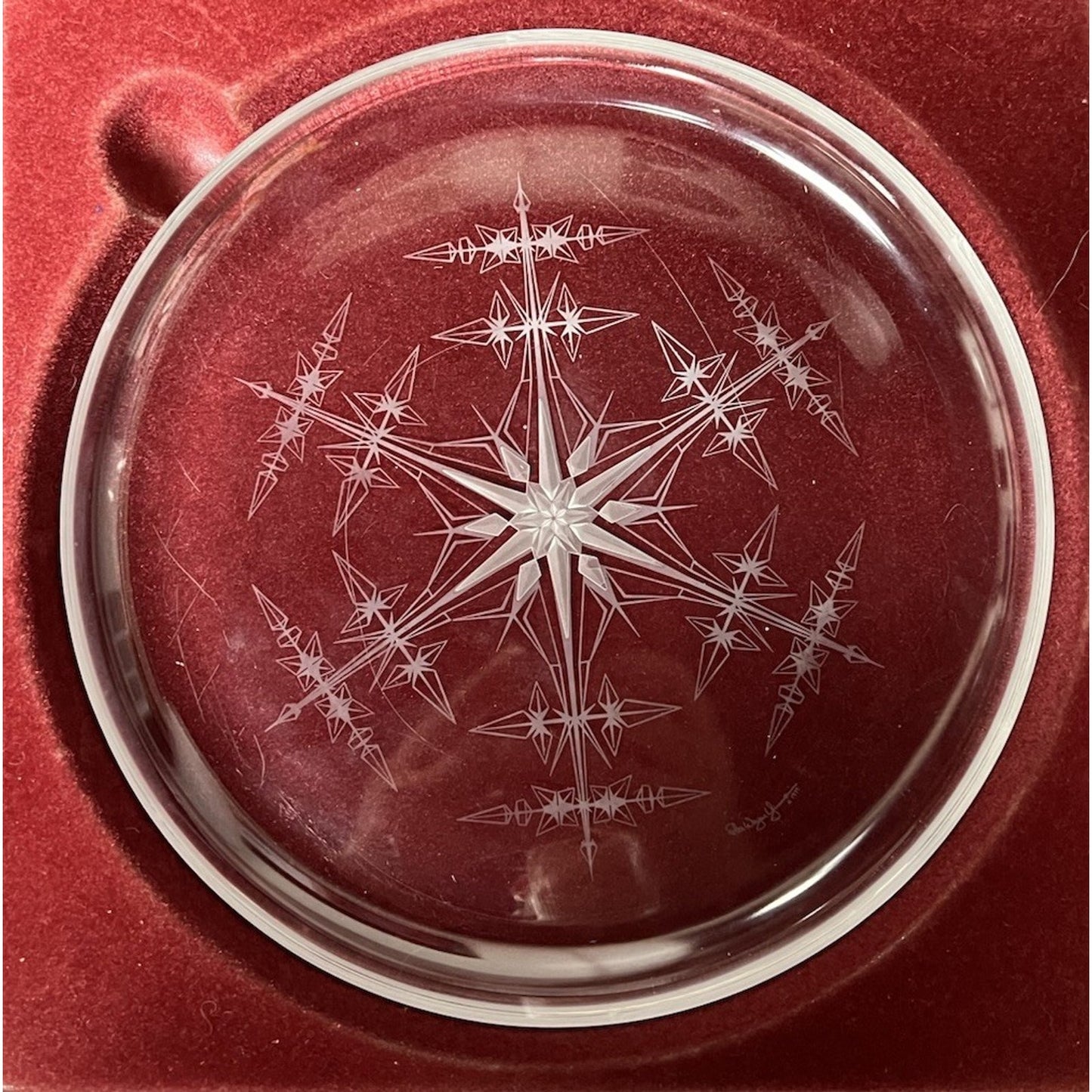 Vintage 1977 Franklin Crystal Plate “Snowflake” By Peter Yenawine Franklin Mint