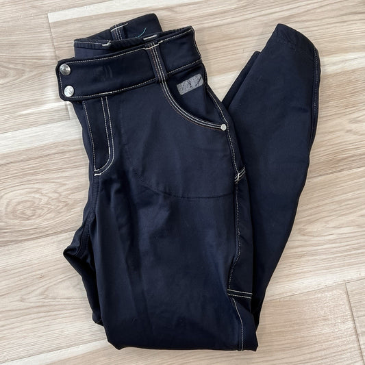 Kerrits Breech Riding Pants Women's Small Black Stretch Suede Patches