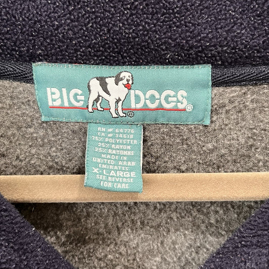 Vintage Big Dogs XL 1/4 Zip Gray Fleece Y2K Pullover Oversized Streetwear Dad