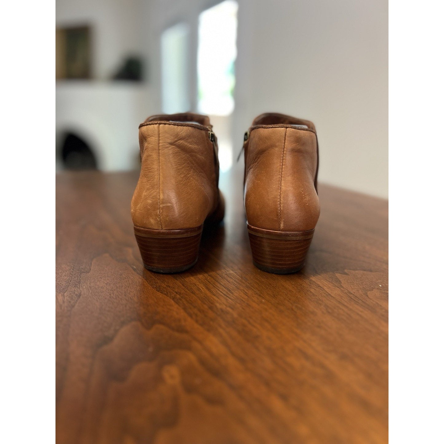 Sam Edelman Petty Cognac Brown Saddle Leather Ankle Boots Women's Size 8