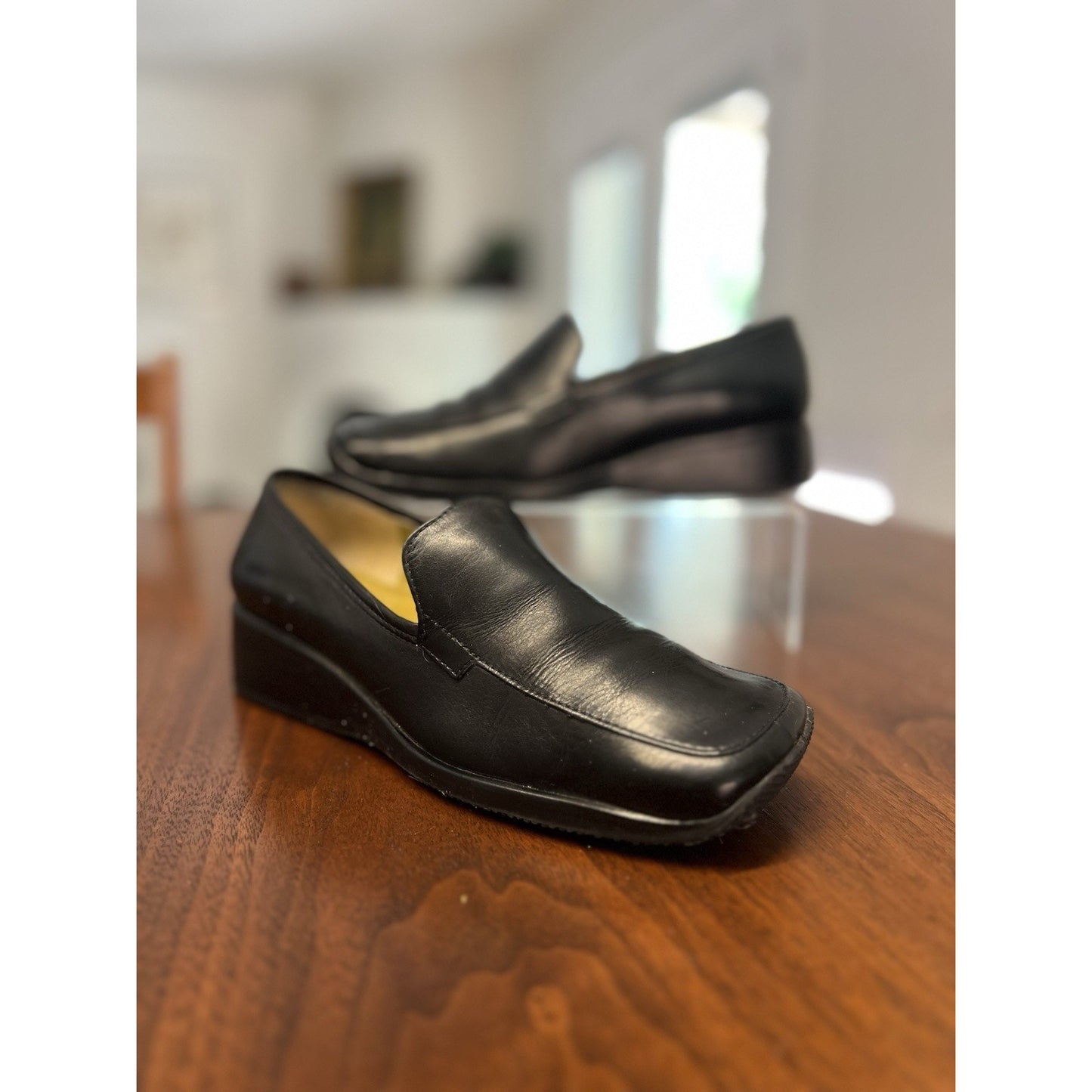 Vintage Enzo Angiolini Slip-on Black Leather Loafer Women’s Size 7 Rubber Sole