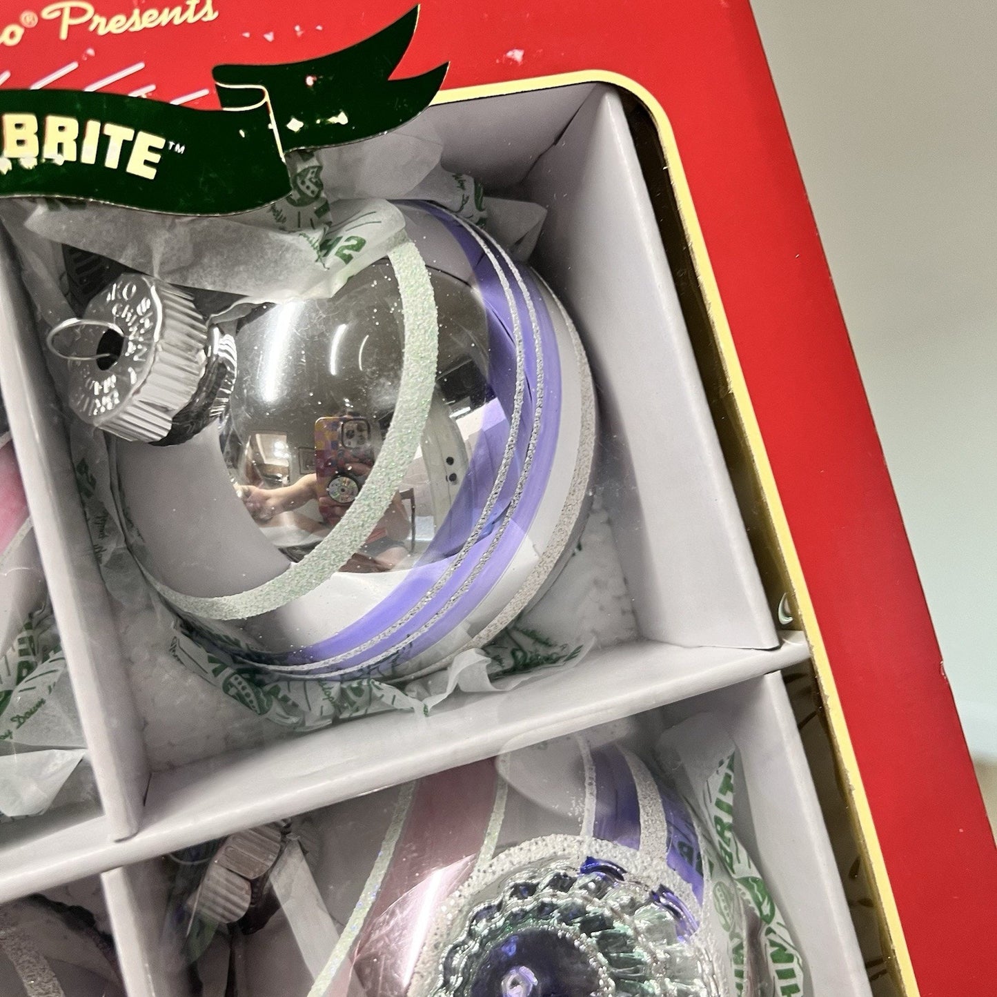 4 x Shiny Brite Radko Pastel Christmas Ornament Starburst Reflector Indent