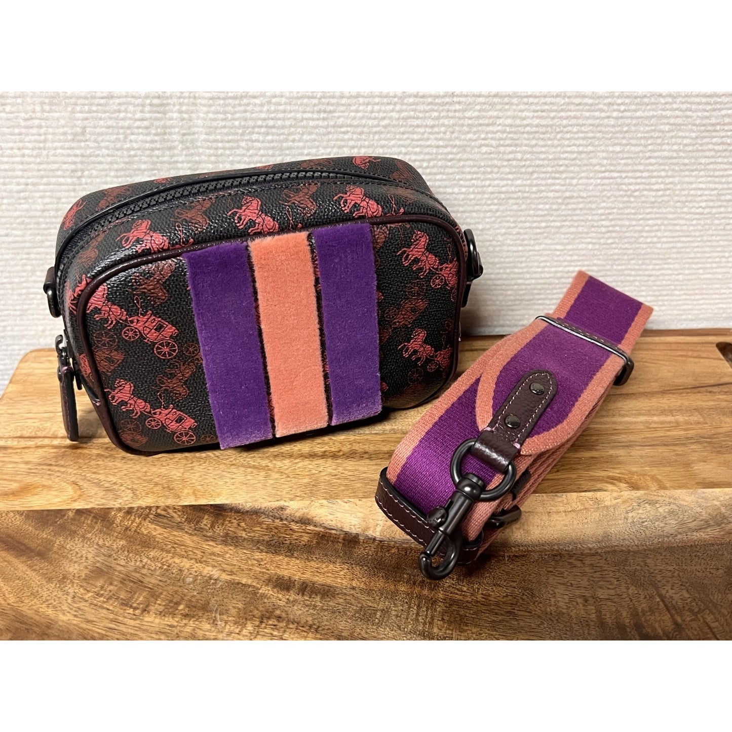 COACH Camera Bag 16 w/ Horse & Carriage Print & Varsity Stripe - #79368