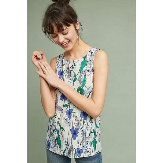 Anthropologie Meadow Rue XS Embroidered Floral Boho Top Cottagecore Romantic