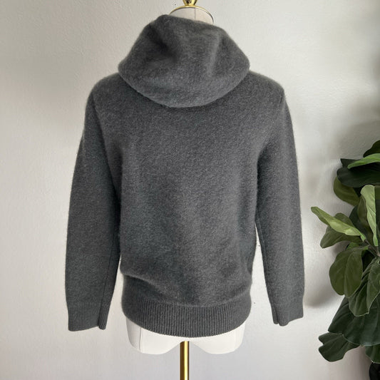 $495 Vince Cashmere Pullover Hoodie Grey XS Women Designer Quiet Luxury Sweater