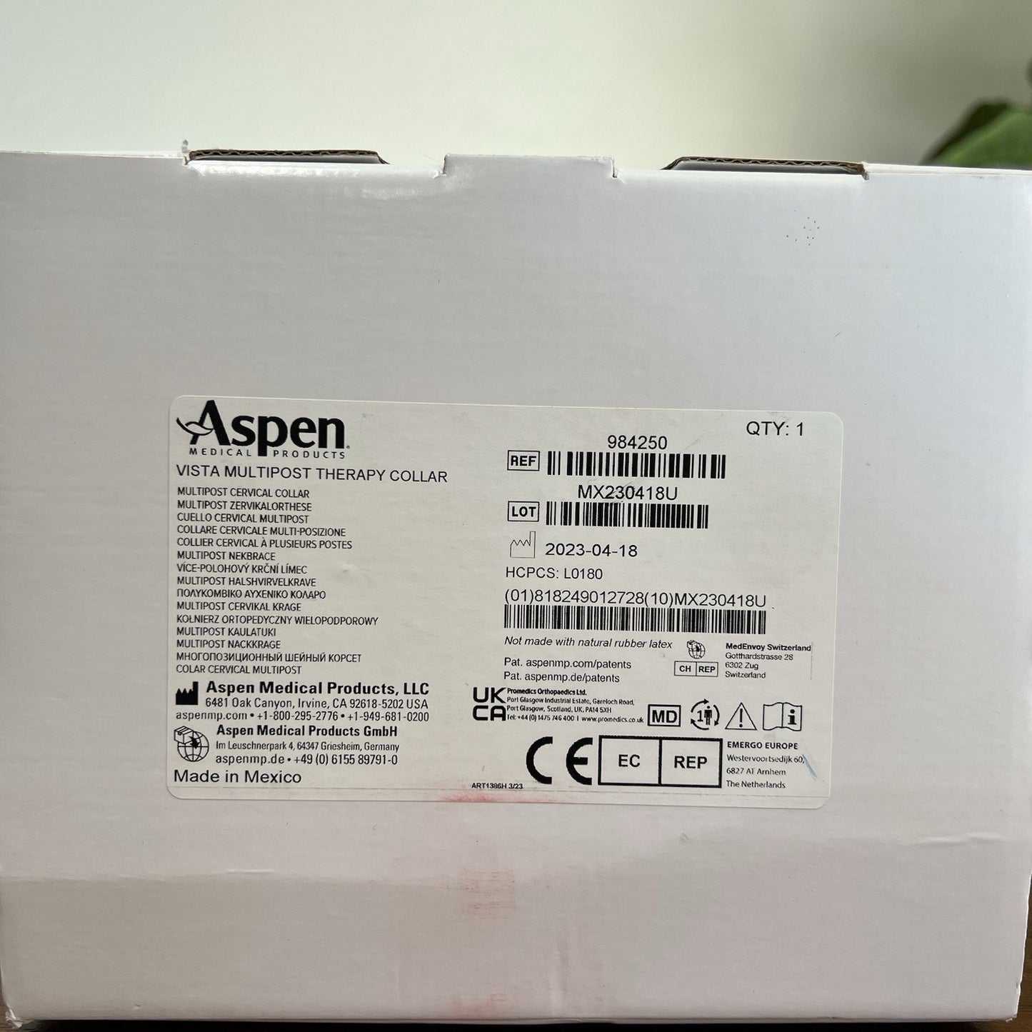 Aspen Vista Multipost Therapy Collar Neck Brace Adjustable Universal 985240