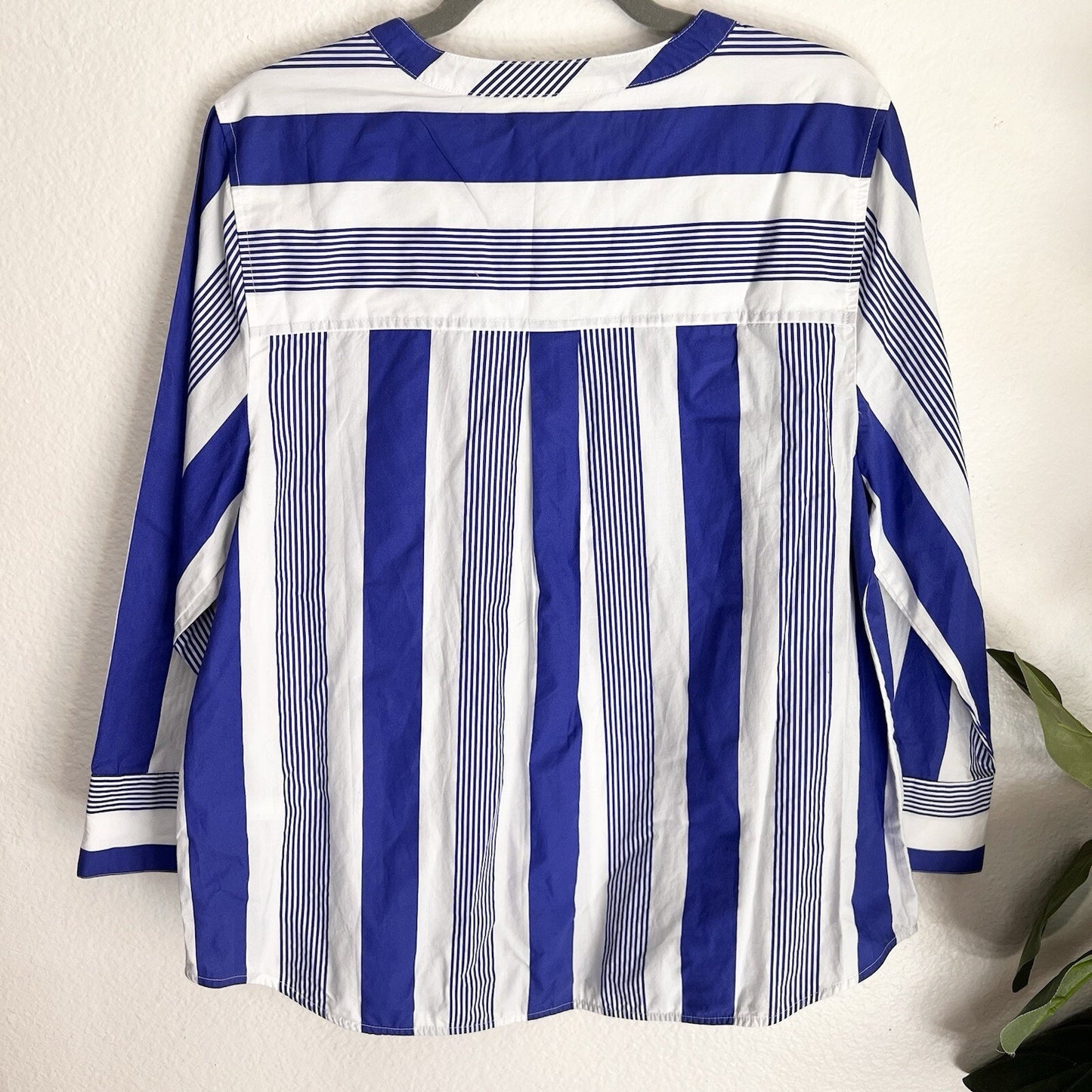 NWT J. Crew (M) Stripe 100% Cotton Poplin Tunic 3/4 Sleeve Shirt Classic Preppy