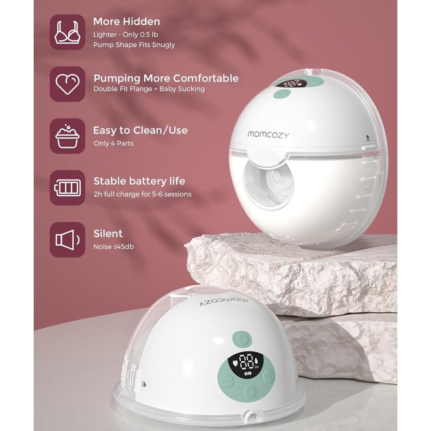 Momcozy M5 DOUBLE Silent Wearable Breast Pumps Hands Free Electric Open Box