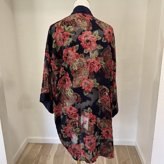Vintage Victoria’s Secret Gold Label Robe Kimono Sheer Dark Romantic Lingerie