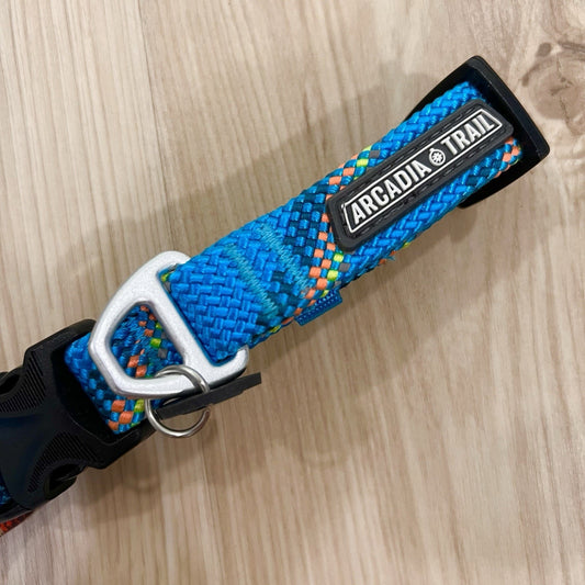 SMALL Dog Puppy Collar Paracord 10-14” Unisex Neon Orange Blue Arcadia Trail