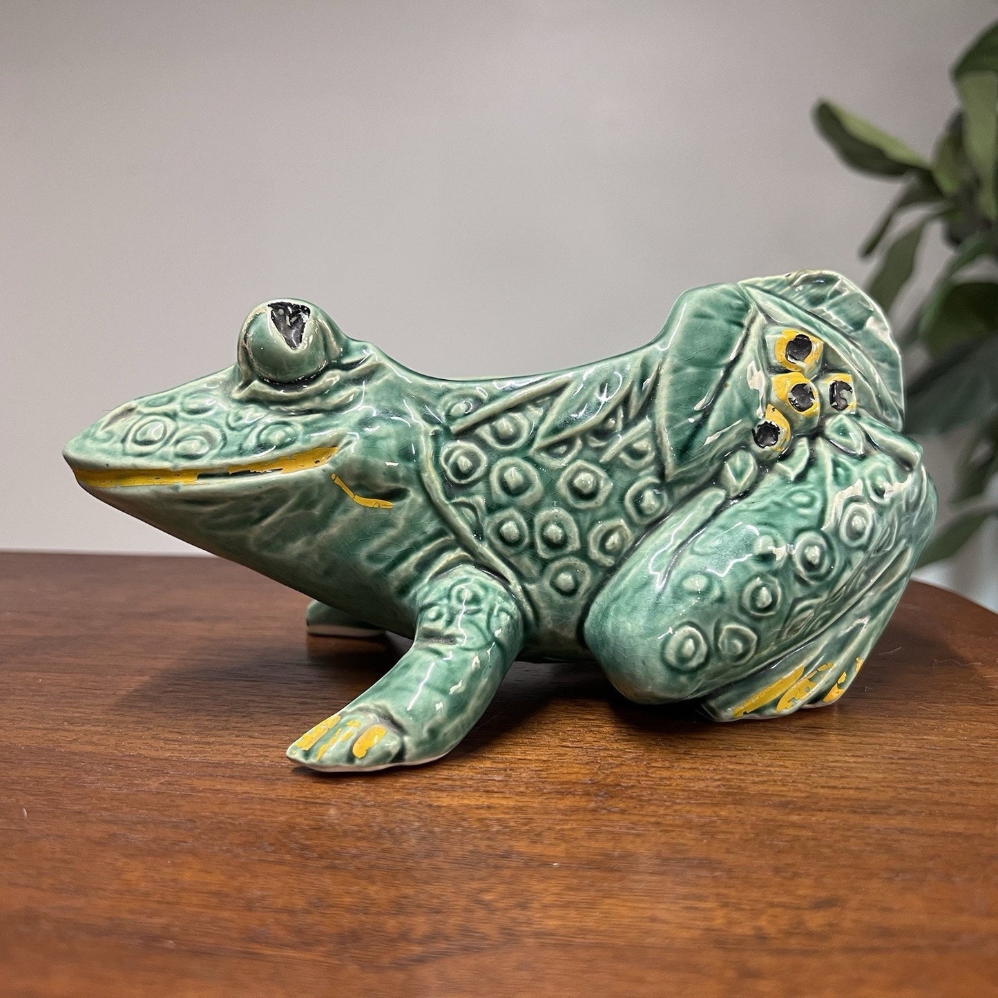 McCoy Large Green Frog Planter Pottery USA 8.25” 1950 MCM Retro Vintage