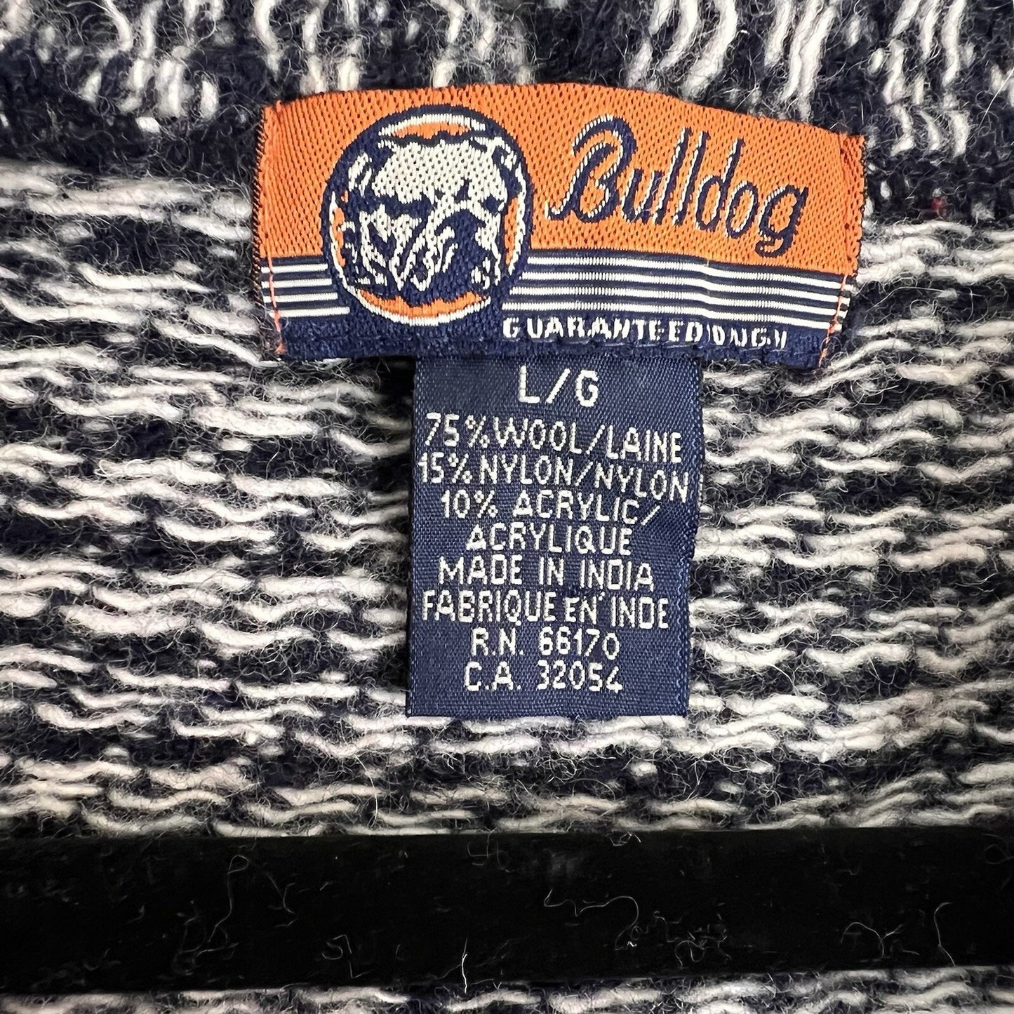 Vintage (L) Bulldog BDG Urban Outfitters Wool Knit Patchwork Full Zip Hoodie
