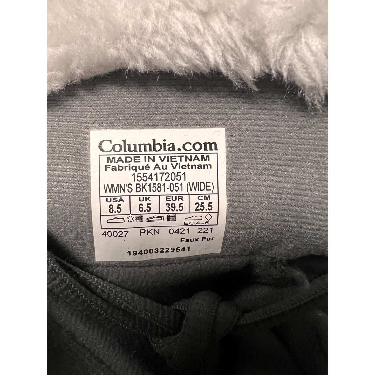 Columbia Ice Maiden II Waterproof Winter Boots Womens Size 8.5 Shale Gray 200g