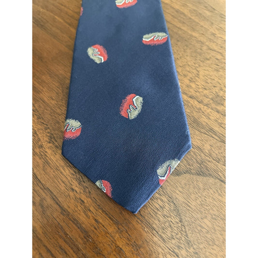 Enrico Guccini Short 100% Silk Tie Handmade In Italy Amoeba Vintage Blue