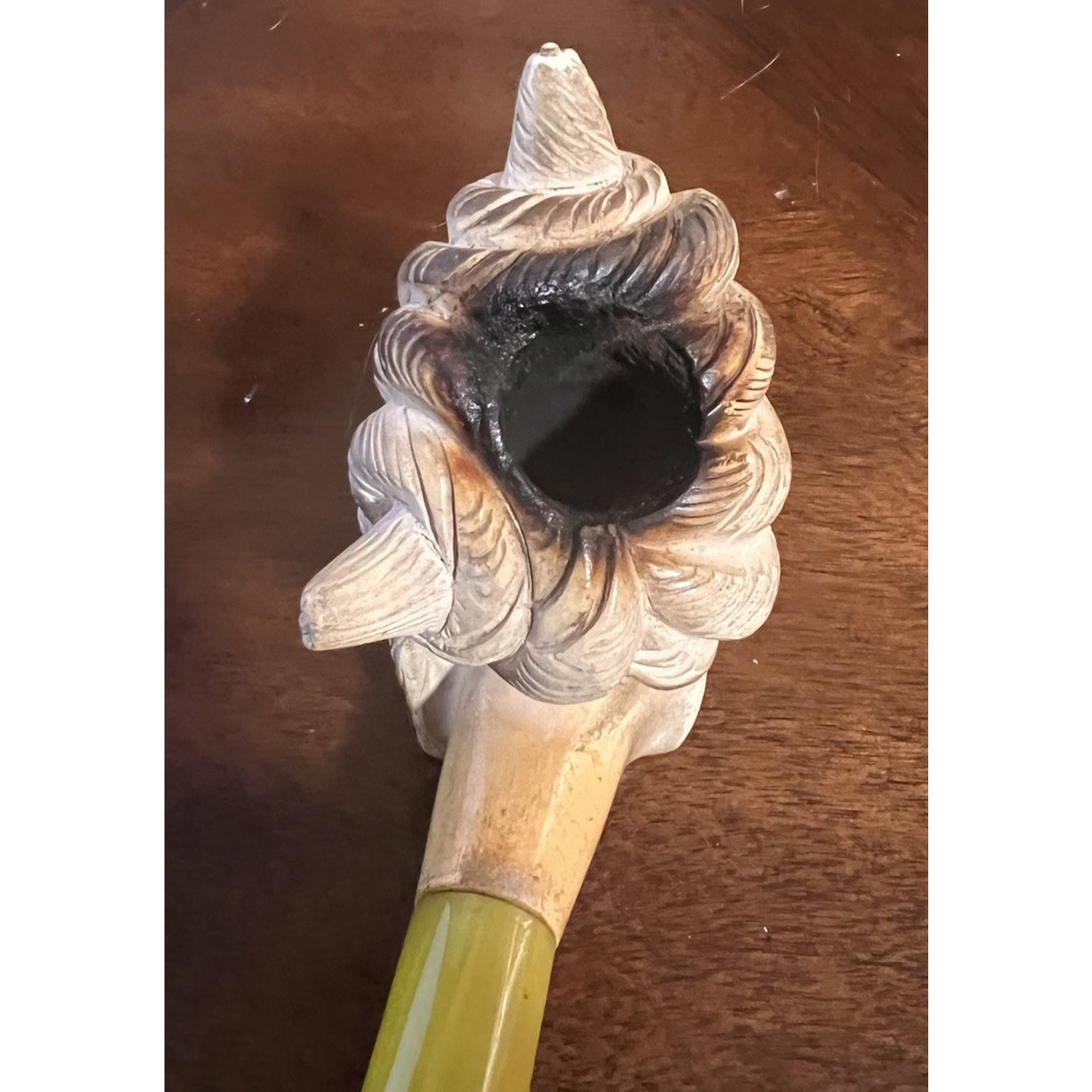 Vintage Hand Carved Sultan Bent Billiard Meerschaum Estate Tobacco Sitting Pipe