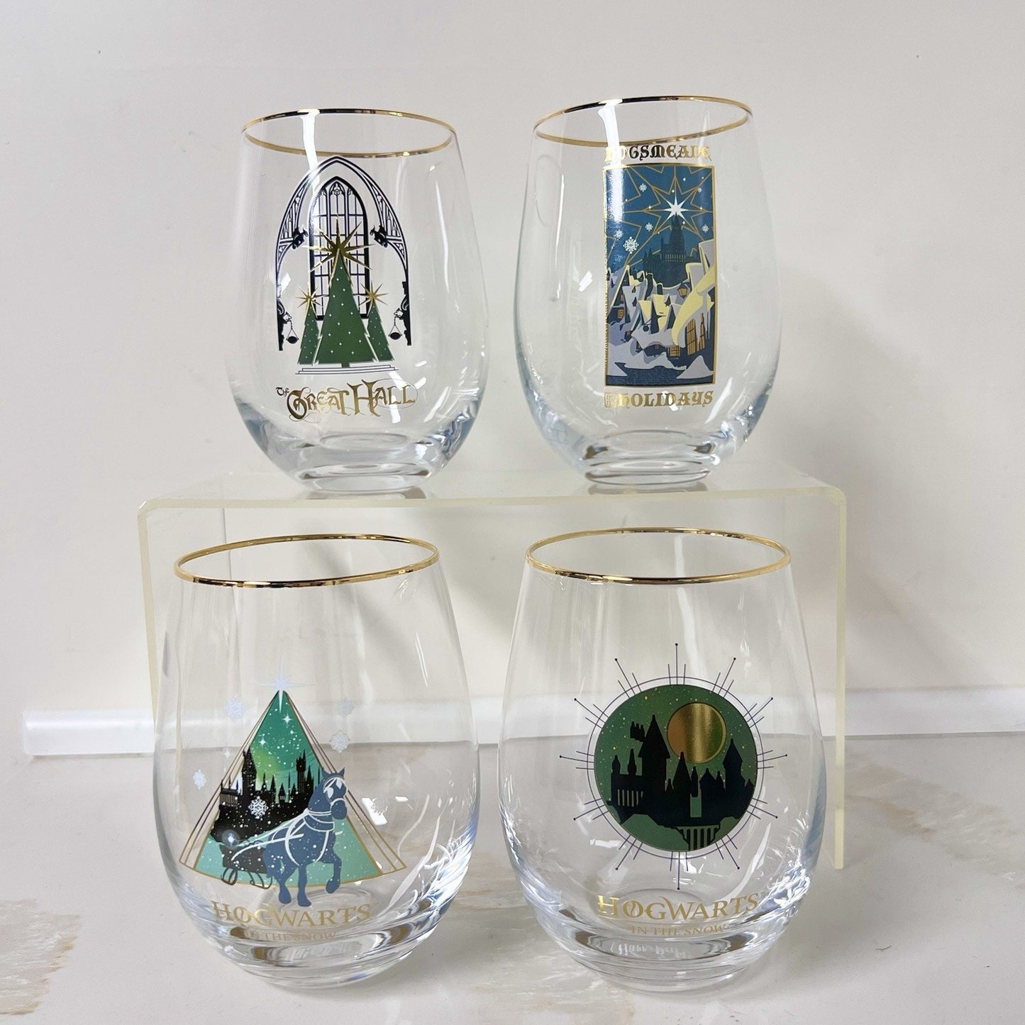 *SOLD OUT JoyJolt Harry Potter Hogwarts For The Holidays Stemless Wine Glass Set