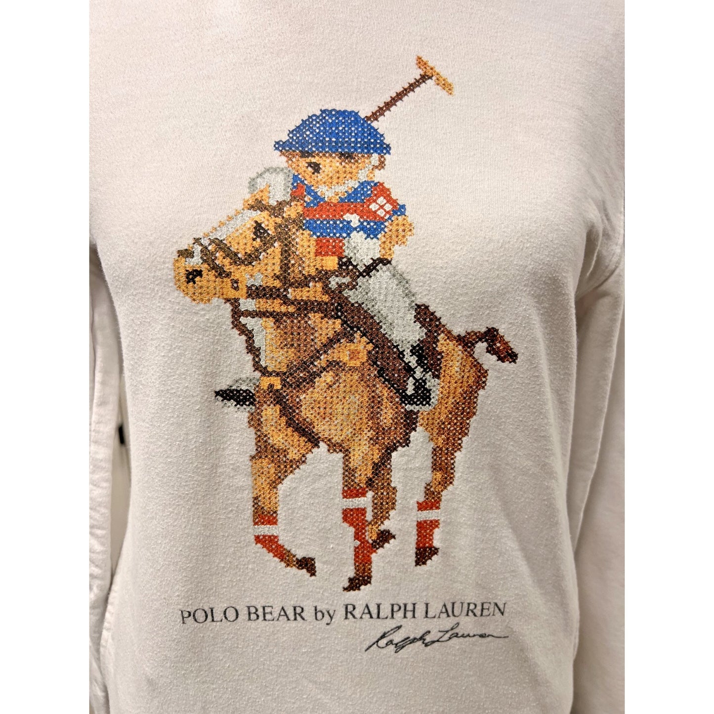 Polo Ralph Lauren Hooded Sweatshirt White Iconic Polo Bear Graphic Size Small
