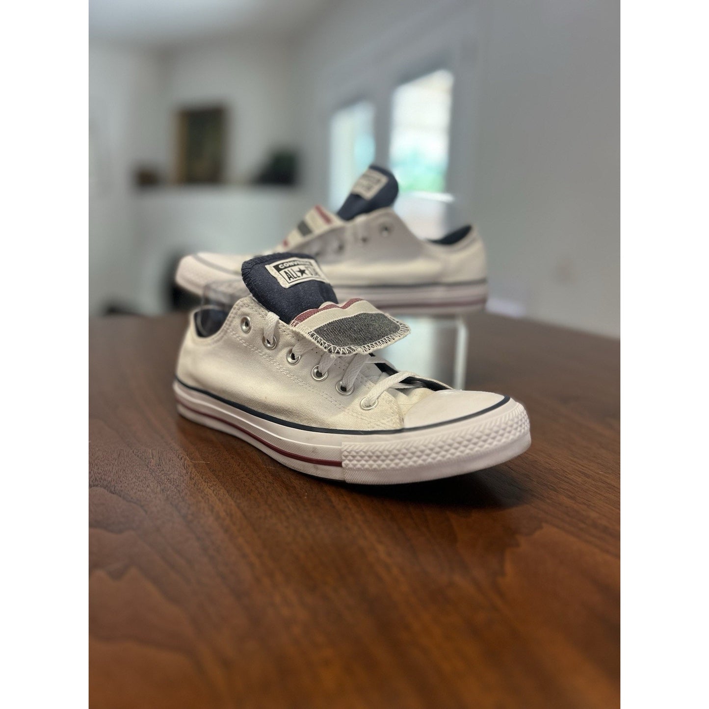 Converse Chuck Taylor All Star Double Tongue White Blue Ox Men Sz 8 Women Sz 10
