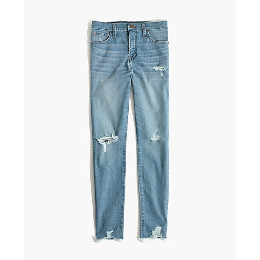 Madewell 9" High-Rise 25” Skinny Jean (27) Ontario Light Wash Distressed Raw Hem