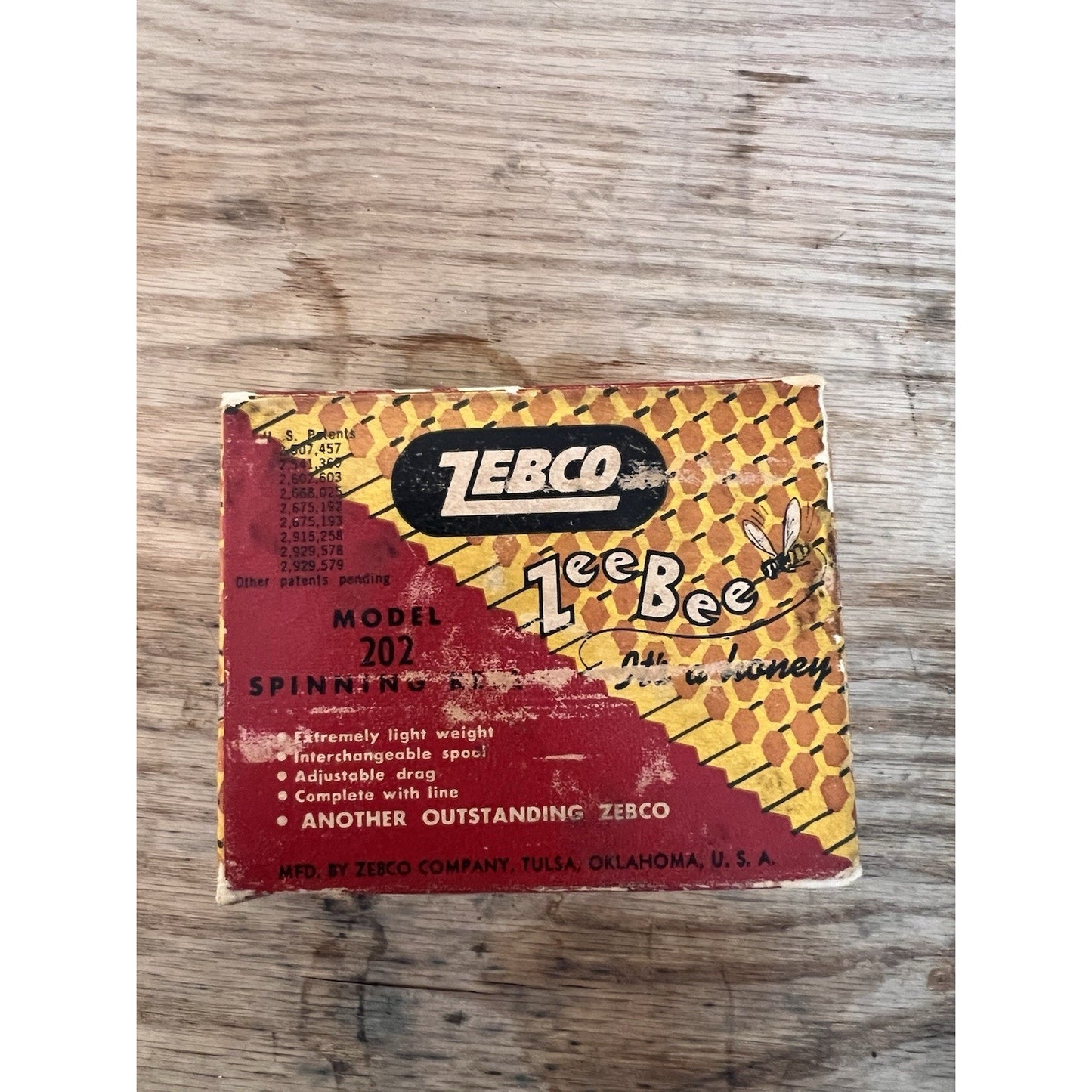 EMPTY BOX - Vintage Zebco Zee Bee ORIGINAL BOX ONLY Model 202 Fishing Reel Box
