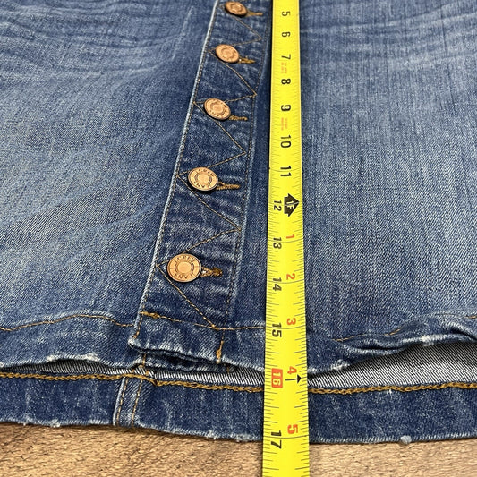J. Crew 24P Button Front Blue Denim Jean Skirt Y2K Capsule Wardrobe Preppy