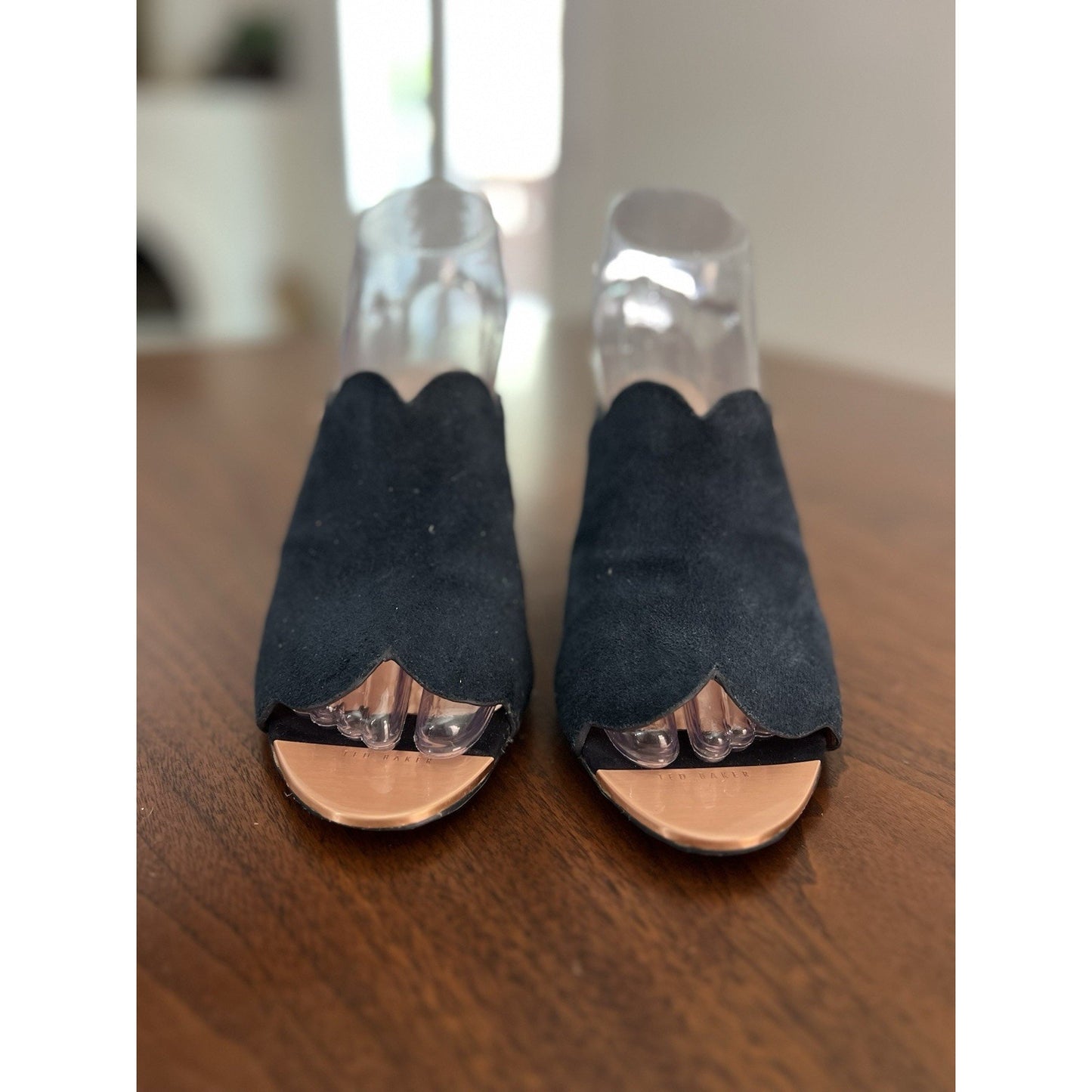 Ted Baker Women's Zinia Slide Perp Toe Suede Sandal Black Color Sz 37.5 EU 7 US