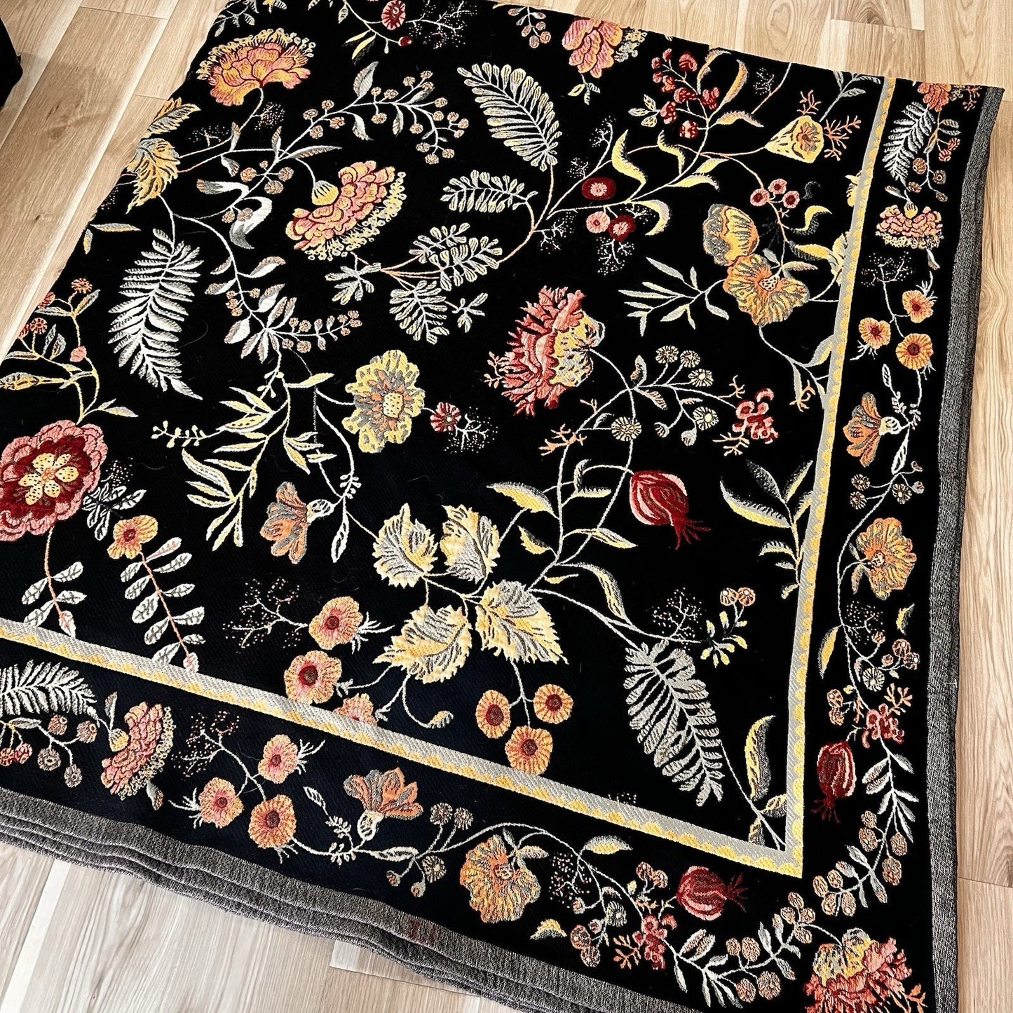 Soft Surroundings Oriana Tapestry Coverlet Cali King Goth Romantic Floral Black