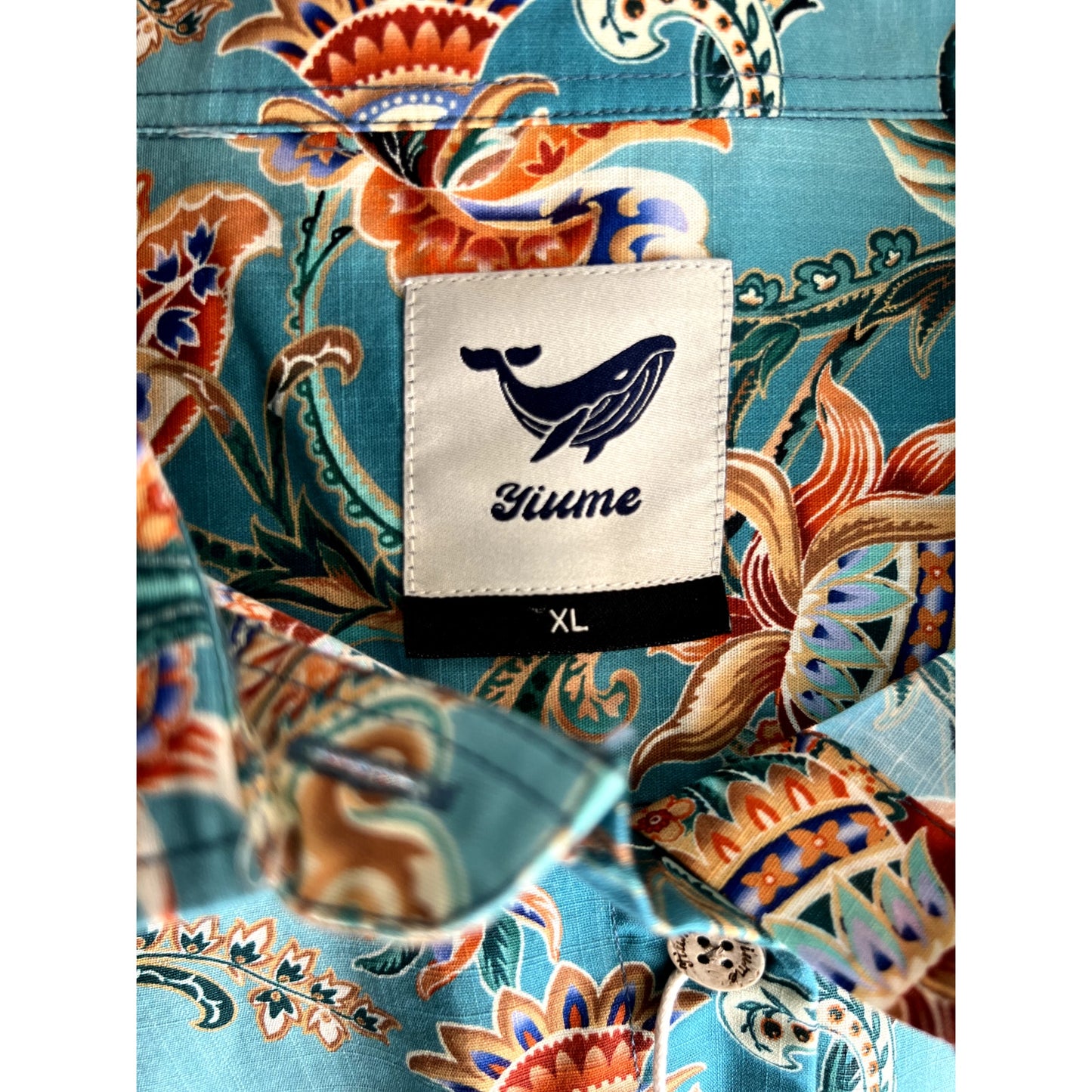 NWT Yiume Tree of Life Button Down XL Shirt Women Tropical Hawaiian Aloha Beach
