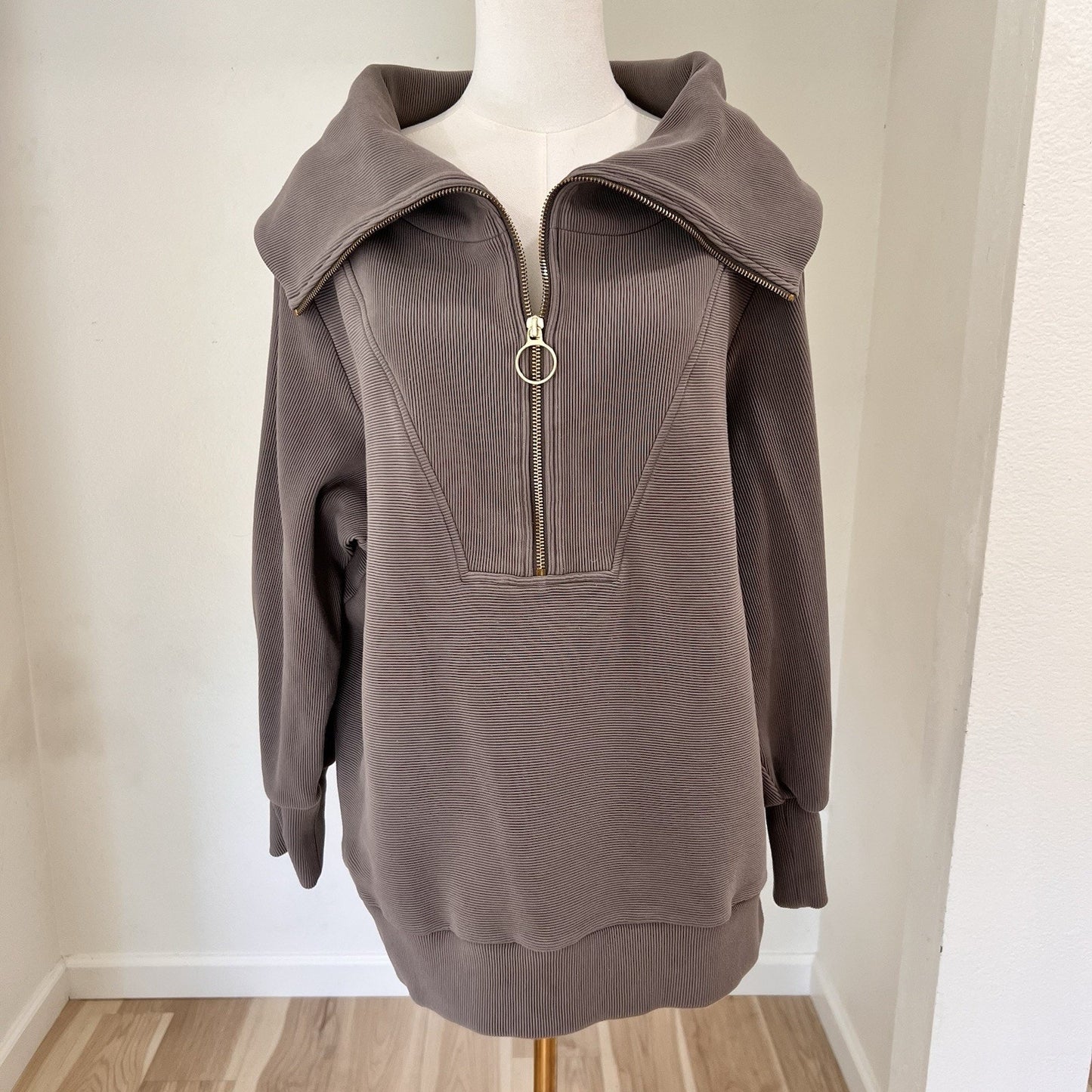 Varley Vine Half Zip Pullover Ottoman Ribbed Oversized Scuba Funnel Neck Lounge