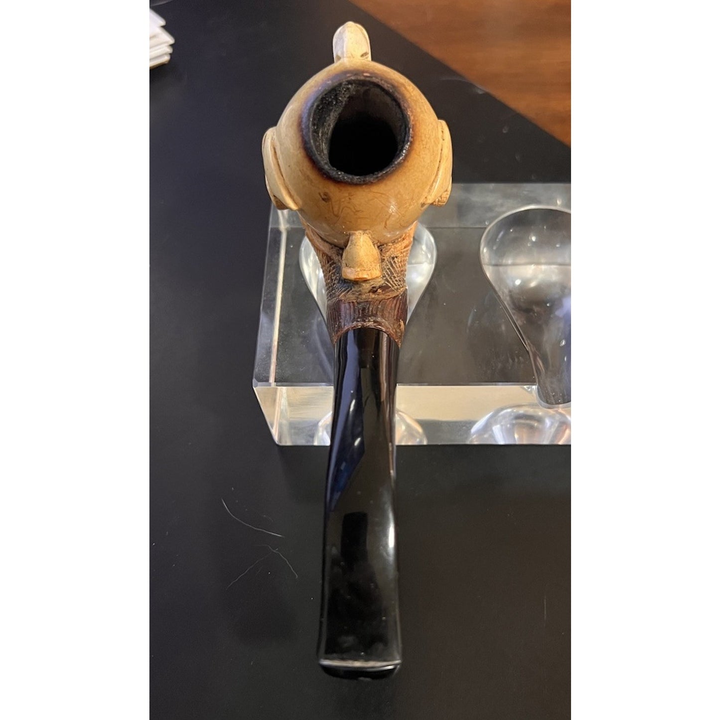 Vintage Hand Carved Dragon Claw Meerschaum Bent Billiard Estate Tobacco Pipe