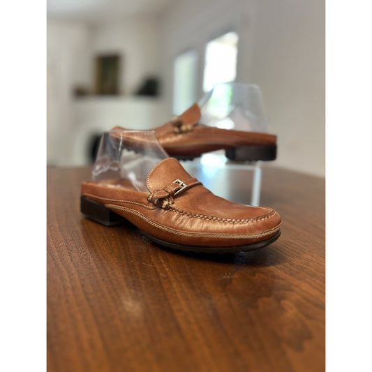 Cole Haan Country D10762 Brown Leather Moc Toe Slide Mules Men’s Size 8.5