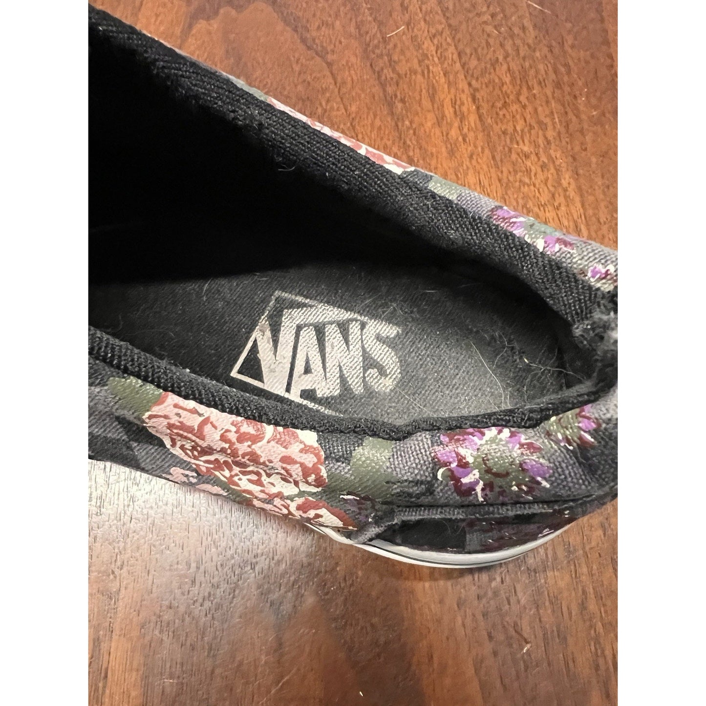 Vans Doheny Black Grey Checkered Pink Floral Design Women’s Size 6