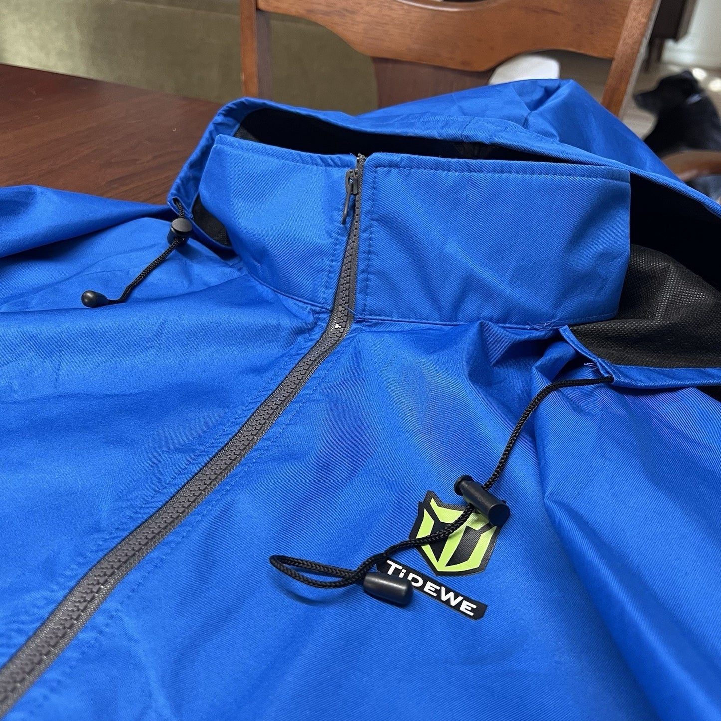 TideWe Rain Jacket Blue (M) Waterproof Anti-tear Concealed Hood Lightweight