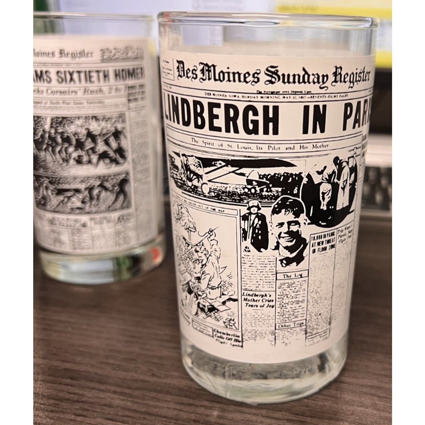 Vintage Libbey Set of 6 Historic Newspaper Headlines Juice Glasses