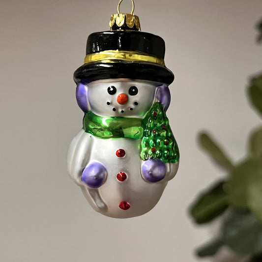 Vintage Avon Frosty Snowman Mercury Glass Christmas Ornament MCM Retro Holiday