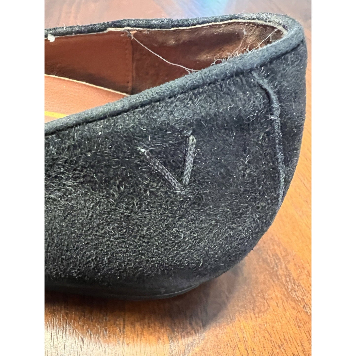 VIONIC Willa Black Suede Smoking Slipper Loafer Flat Arch Support Women Size 6.5
