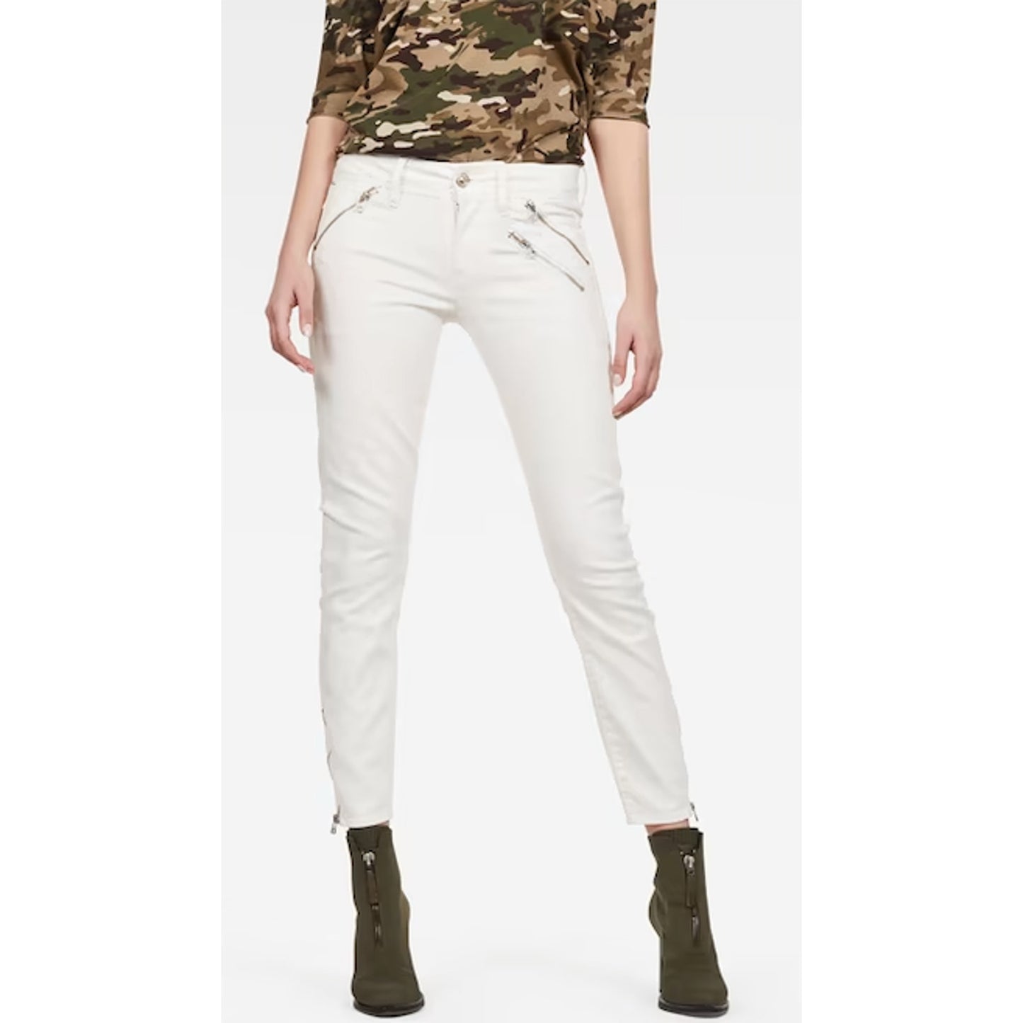 G-Star RAW Lynn Biker Mid Super Skinny Ankle Zip 24x30 Grey Moto Streetwear