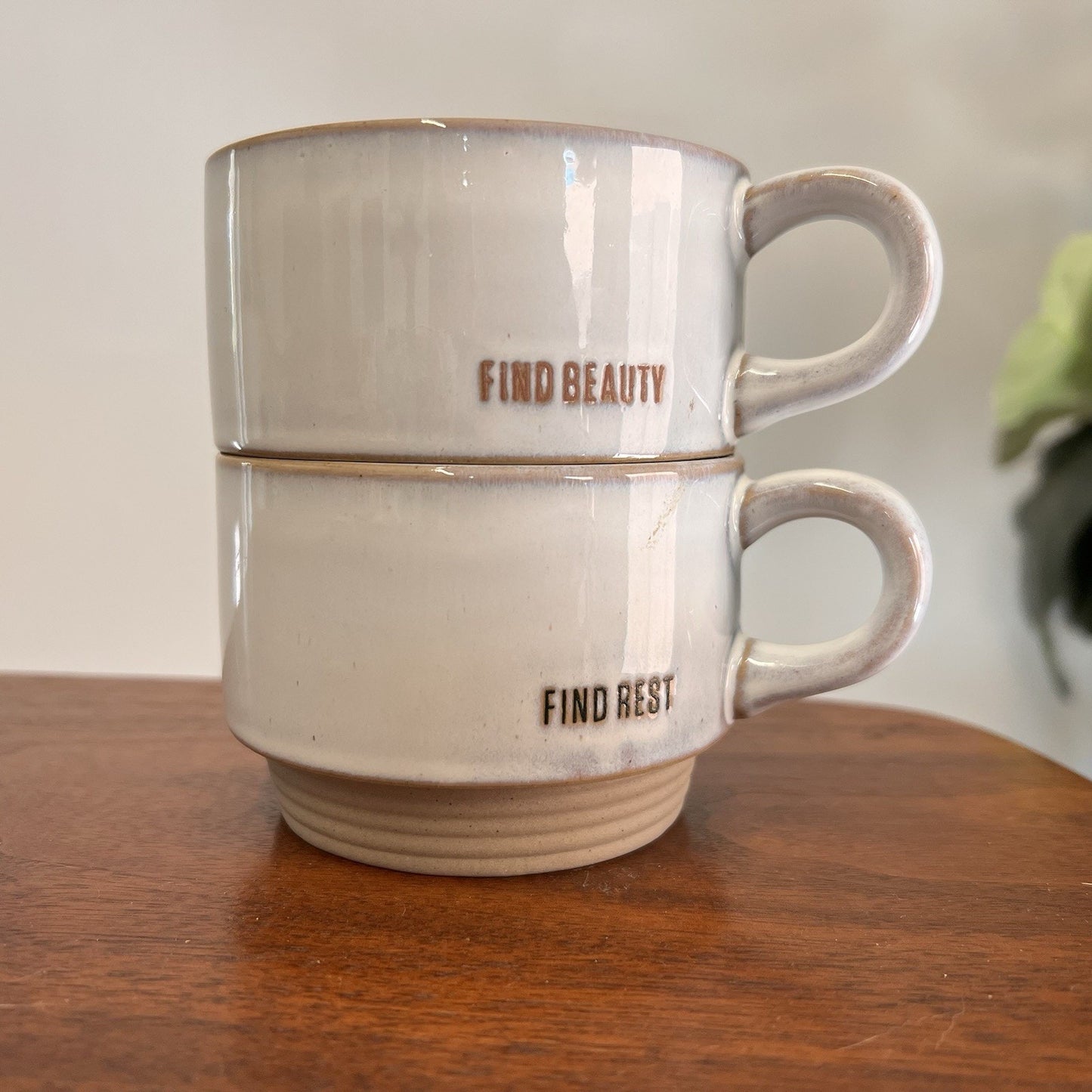 2 x Hearth & Hand Magnolia Mugs Find Rest Find Beauty Stoneware Farmhouse