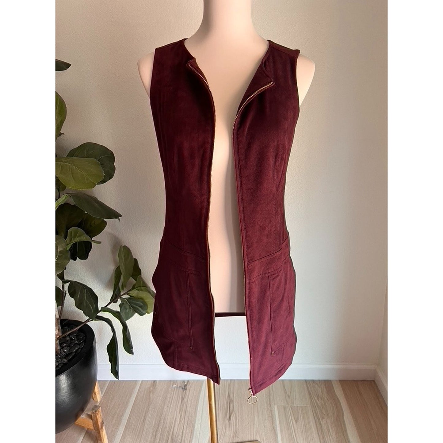 Laundry by Shelli Segal Sz 0 Small Faux Suede Zip Up 60s Mod Mini Dress Retro