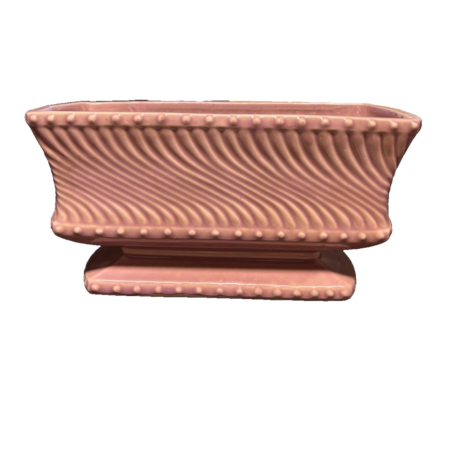 McCoy Pottery Rectangle Scalloped Indoor Window Ledge Pink Planter